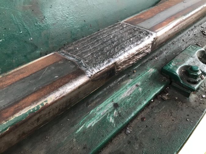 STS crane trolley rail weld repair